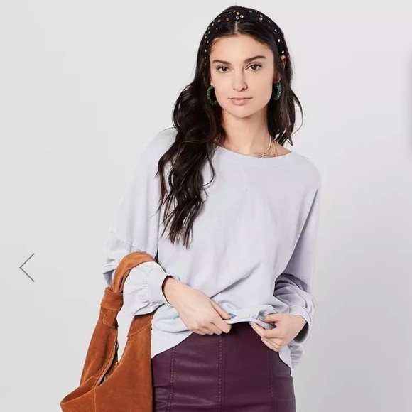 NWT Free People We The People Oversized Large Lightweight Sweatshirt Pur… - Picture 2 of 10